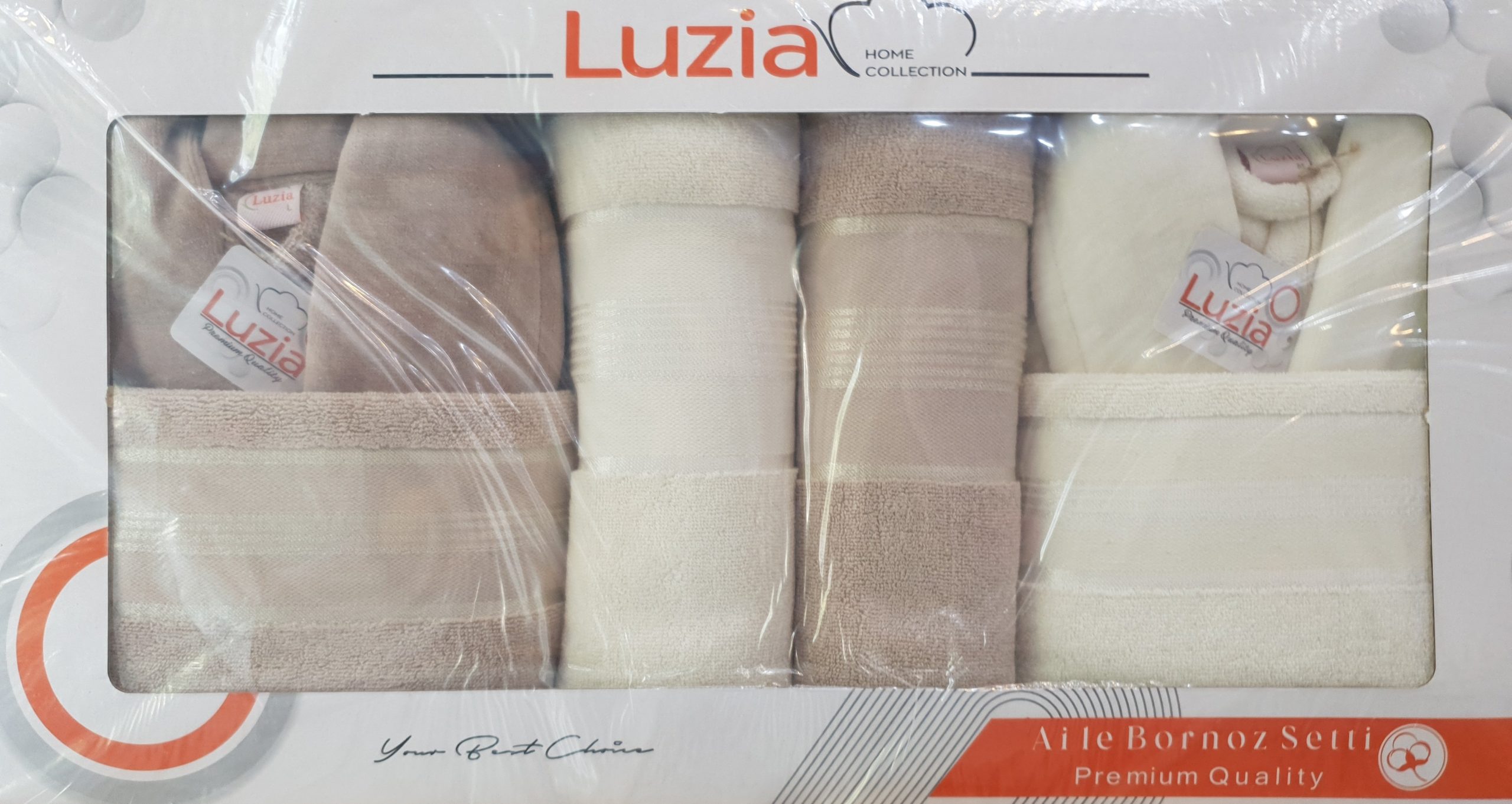 ست حوله عروس و داماد برند Luzia پنبه دورو ترک - Image 4