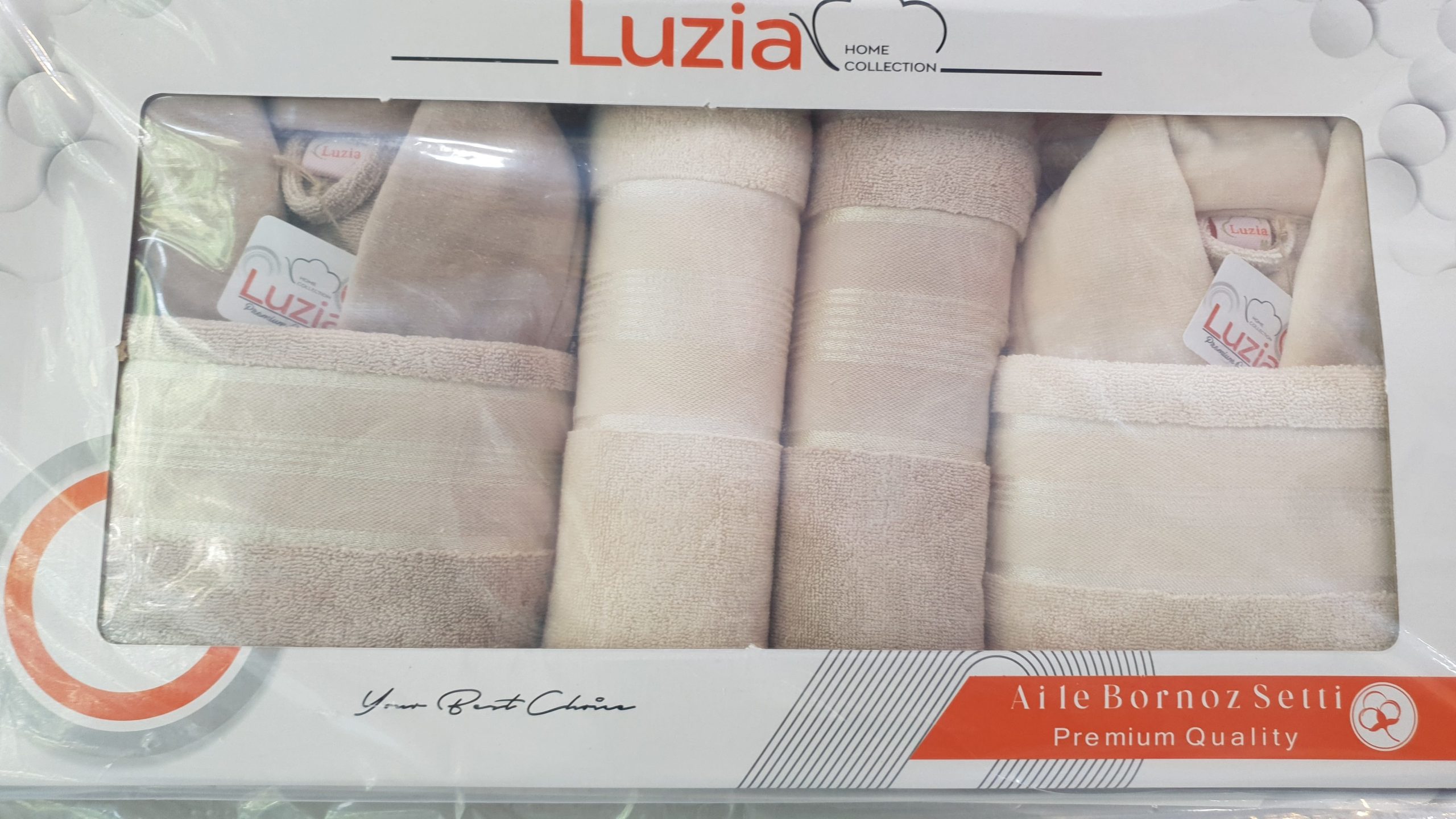 ست حوله عروس و داماد برند Luzia پنبه دورو ترک - Image 8