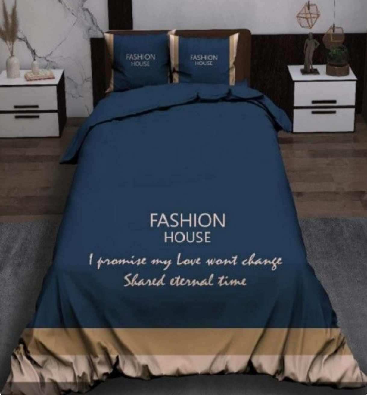 ست روتختی یک نفره سه بعدی مخمل طرح Fashion House کد 10011