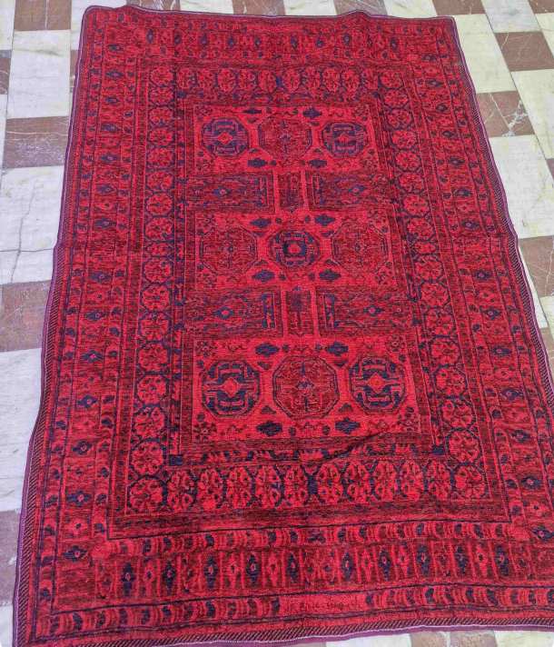 روفرشی مخمل ۲ رو طرح قالیچه سنتی رحیمی یزد سایز ۶ متر